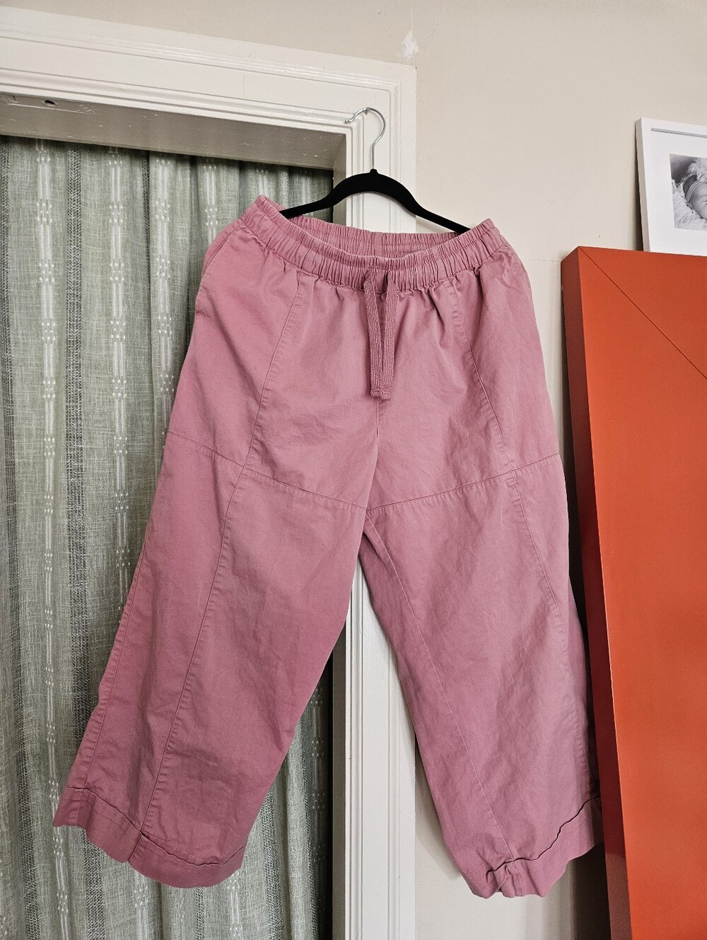 Lucy & Yak 100% Organic Cotton Casual Drawstring Wide-Leg Pants In Pink sz M